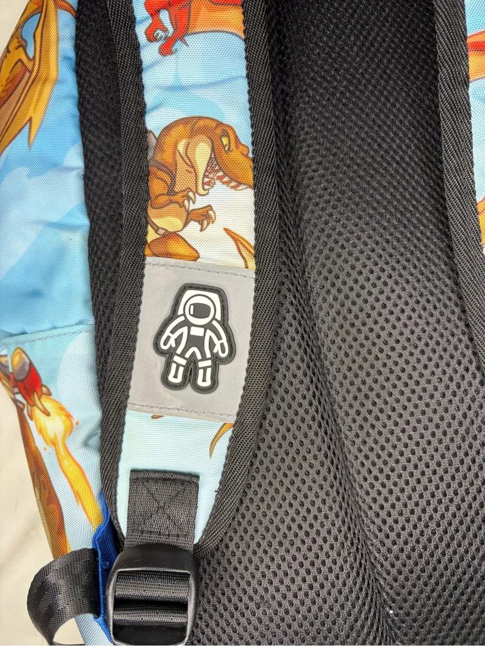 Spacejunkr Dinosaur Jet Pack Pterodactyl T-Rex Print Blue Backpack Full Size